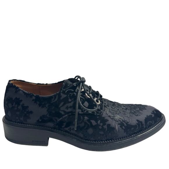 Givenchy Derby Shoes Black IT 38 Lace Velvet Leather Oxford - Picture 1 of 14